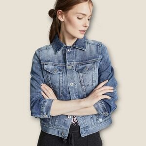 AG Adriano Goldschmied Distressed Denim Jean Jacket Medium